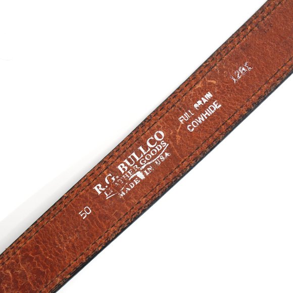 R.G. BULLCO U.S.A. Leather Belt Black Removable Brass Buckle Men's Unisex Sz 50 - Picture 10 of 12